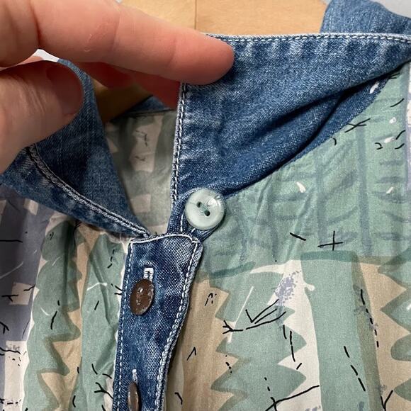 Vintage GX Size Small Silk Denim Button Up Shirt Country Western 80s Cowgirl - Picture 6 of 10